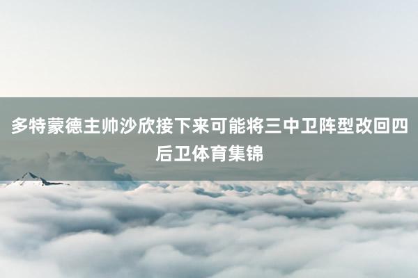 多特蒙德主帅沙欣接下来可能将三中卫阵型改回四后卫体育集锦