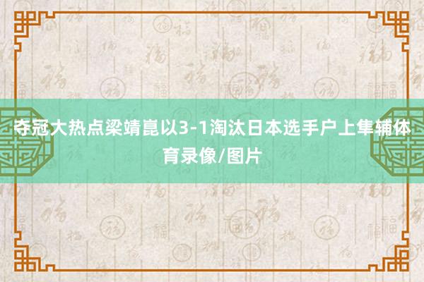 夺冠大热点梁靖崑以3-1淘汰日本选手户上隼辅体育录像/图片